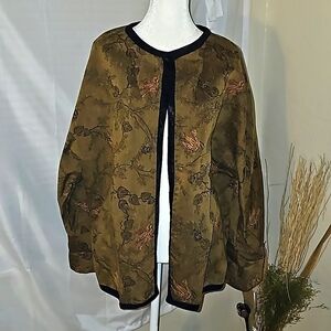 So Aida! Bird print jacket open front vintage m/l friends phoebe ✨️i0